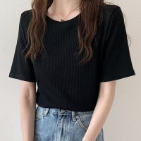 shoppinggo/ショッピングゴー shoppinggo Tシャツ カットソー 半袖 レディース トップス プルオーバー ゆたっり シンプル 無地 おしゃれ 黒 ブラック ホワイ/508333682