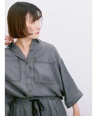 Samansa Mos2 blue/【接触冷感】クールデニムボクシーシャツ/508333825