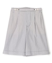 TOMORROWLAND MENS/コットンナイロンストライプ  2プリーツ ベルトレス ショートパンツ/508334118