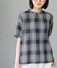 rps/コットンボイルチェックフリル衿ブラウス/508319180