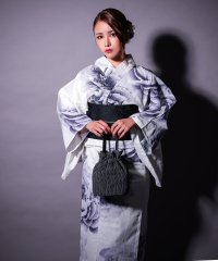 Retica/レティカ Retica 浴衣レディースグラデーション 大柄牡丹 白地 3点セット (ゆかた・作り帯・下駄)/508335643
