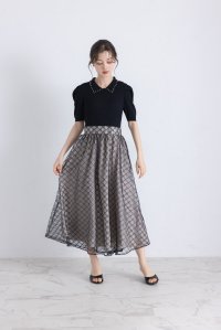 tocco closet/トッコクローゼット tocco closet パール襟付きリブニット×チュールレースドッキングワンピース/508335861