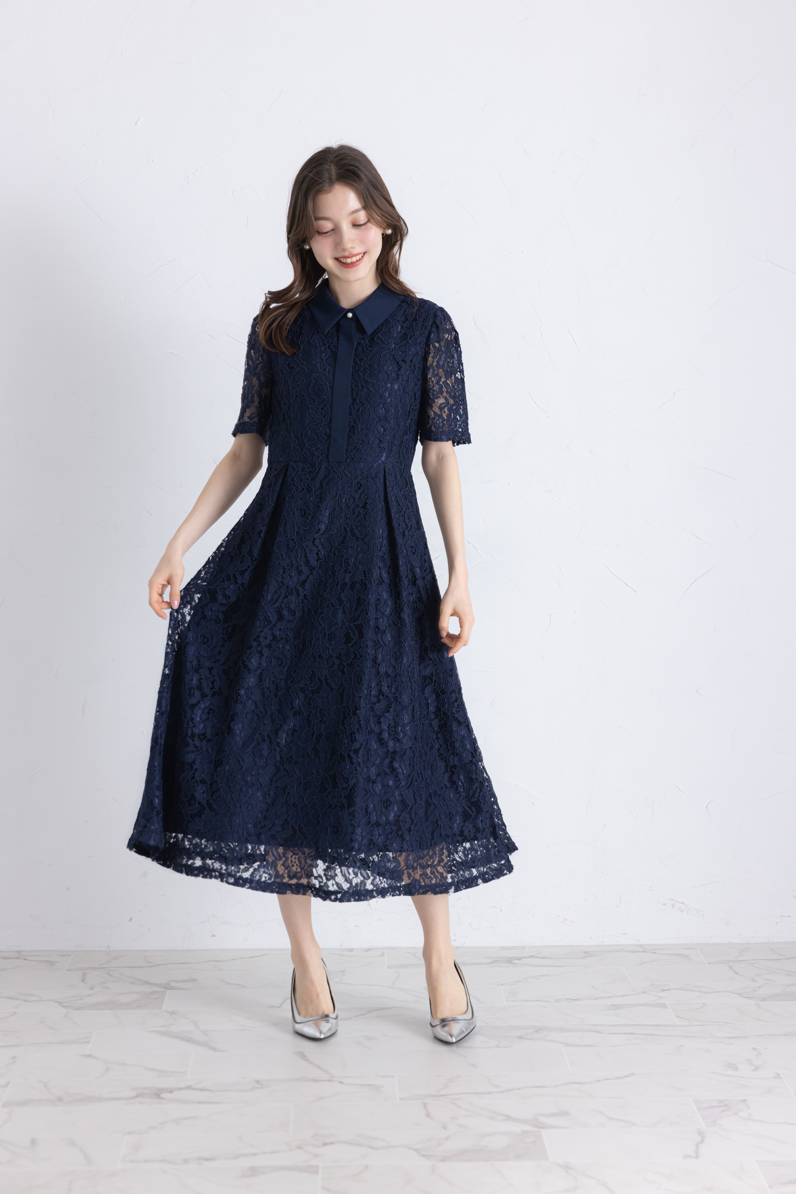 トッコクローゼット tocco closet パール釦パネルライン襟付き