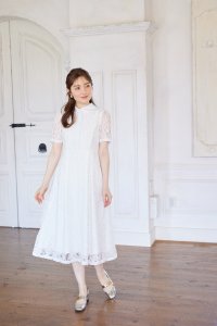 tocco closet/トッコクローゼット tocco closet パール釦パネルライン襟付きレースワンピース/508335863