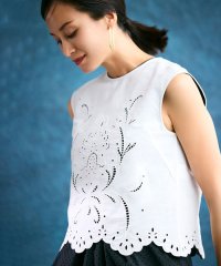 BEIGE，/【洗える】GALLERIA / コットンエンブロイダリーノースリーブブラウス/508336144