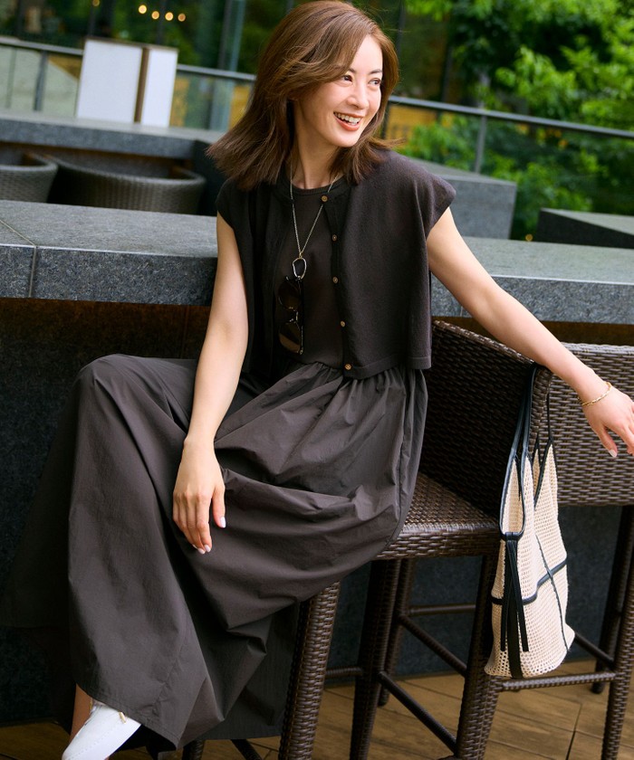 最終価格【極美品】23区 SLOW コンパクトインレーワンピース SLOW/一部店舗限定】コンパクトインレー ワンピース / 23区