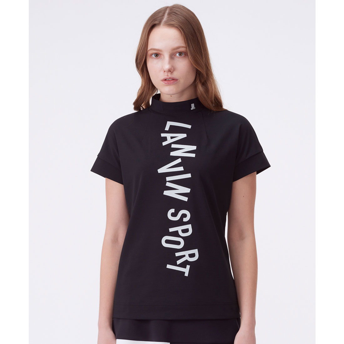 LANVIN SPORT ストライプ柄モックネックノースリーブシャツ