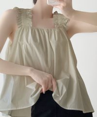 LOWO/ロワ LOWO フリルショルダースクエアネックAラインフレアカットソー/508336683