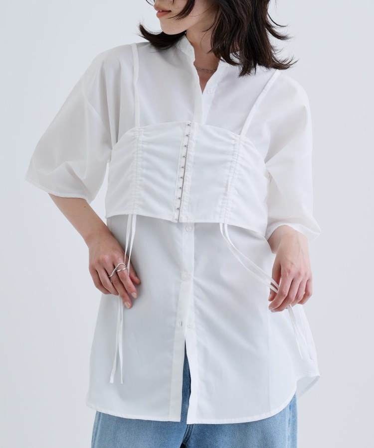 GALLEST / ギャレスト 【一部店舗限定】ベアトップ付き半袖ワイドシャツ セール】ギャレスト GALLEST 【一部店舗限定】ベアトップ付き