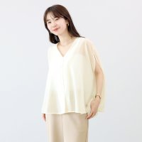 Aletta vita/アレッタ ヴィータ Aletta vita シアーVネックフレアカーディガン/508336463