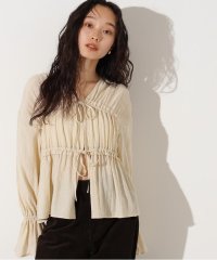N Natural Beauty Basic/楊柳シャーリングリボンブラウス/508338512