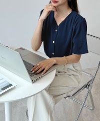 futier land/フューティアランド Futier Land ショルダータックVネック半袖ブラウス/504658404
