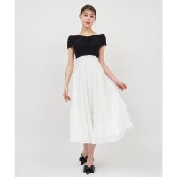 ROYAL PARTY/ロイヤルパーティー ROYAL PARTY オフショルニットドッキング3Dフラワーフレアワンピース/508336716