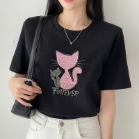 SneepDip/スニープディップ SneepDip 【17530】ラインストーンキャットTシャツ/508337292