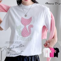SneepDip/スニープディップ SneepDip 【17530】ラインストーンキャットTシャツ/508337292