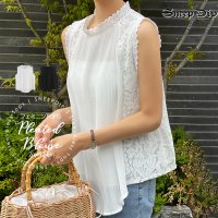 SneepDip/スニープディップ SneepDip 【17502】レースドッキングプリーツブラウス/508337319