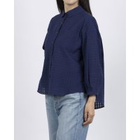 Zelal/モトマチゼラール 元町ゼラール CANCLINI社製素材 ジャガードチェックラウンドネックシャツ/508337570