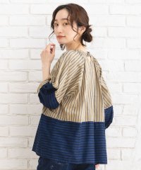 sabstreet my standard/ストライプ＆チェックカラーコンビブラウス/508337641