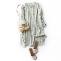 fall－in＆co/フォーリン アンド コー fall－in&co 特別感を醸し出す 刺繍生地 ロングシャツワンピース コットン100％ 190603－3/508337669