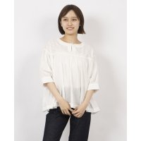 fall－in＆co/フォーリン アンド コー fall－in&co 襟元で魅せるブラウス 7分袖コットンブラウス 刺繍生地 切り替えブラウス220304－1/508337681