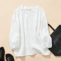 fall－in＆co/フォーリン アンド コー fall－in&co 美しいシルエットのデザインプルオーバー トップス リネン100％ 9分袖 230403－3/508337703