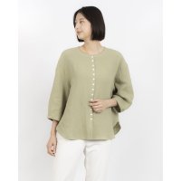 fall－in＆co/フォーリン アンド コー fall－in&co 毎日のコーデに取り入れやすいリネン100％ ノーカラー カーディガン 明るく浅い黄緑色 230506－5/508337706