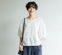 fall－in＆co/フォーリン アンド コー fall－in&co ふんわり パフスリーブ 花柄刺繍ブラウス コットン 5分袖 230509－3/508337707