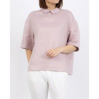 fall－in＆co/フォーリン アンド コー fall－in&co サラッとお洒落な5分袖プルオーバー ブラウス リネン100％ 薄藤色230707－2/508337710