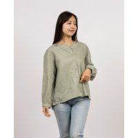 fall－in＆co/フォーリン アンド コー fall－in&co 他にないデザイン♪バンドカラリネンシャツ リネン100％ 長袖 緑みがかった紺色 230923－5/508337715