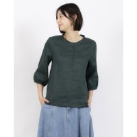fall－in＆co/フォーリン アンド コー fall－in&co さり気ない大人の可愛さを感じられるリネンブラウス フリルネック リネン100％ ブラック 240323－7/508337729