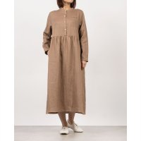 fall－in＆co/フォーリン アンド コー fall－in&co 洗練されたバンドカラーに仕上げたリネンワンピース ロングワンピース 柴色 240411－2/508337731