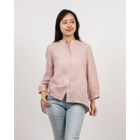 fall－in＆co/フォーリン アンド コー fall－in&co ナチュラルな風合いを持つ、上質な麻生地で仕立てたブラウス 七分袖ブラウス 薄いピンク240503－4/508337733
