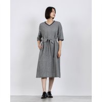 fall－in＆co/フォーリン アンド コー fall－in&co 快適でお洒落！コットンリネンワンピース 5分袖 ベルト付き 紺色＊ブラック 240518－2/508337740