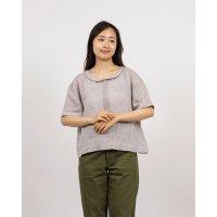 fall－in＆co/フォーリン アンド コー fall－in&co 涼やかに着られるリネンプルオーバー 半袖ブラウス ピンタック入り 紫がかった灰色 240622－2/508337742