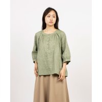 fall－in＆co/フォーリン アンド コー fall－in&co 大人可愛い抜け感放つ 7分袖ブラウス コットンリネン トップス 紺桔梗 240703－4/508337745