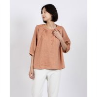 fall－in＆co/フォーリン アンド コー fall－in&co 大人可愛い抜け感放つ 7分袖ブラウス コットンリネン トップス 紺桔梗 240703－4/508337745