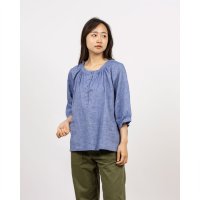 fall－in＆co/フォーリン アンド コー fall－in&co 大人可愛い抜け感放つ 7分袖ブラウス コットンリネン トップス 紺桔梗 240703－4/508337745