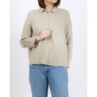 fall－in＆co/フォーリン アンド コー fall－in&co 年中着まわしやすい ストライプ織リネンブラウス リネンシャツ ピンク＊薄茶色 240924－2/508337752