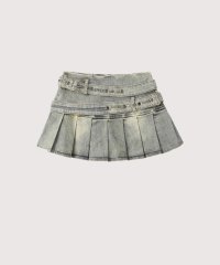 LA POMME petit/ラポミ プチ LA POMME petit Double Belt Mini Pleats Denim Skirt/508340858