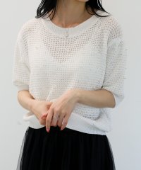 Girly Doll/ガーリードール Girly Doll パール＆ストーン付き透かし編み半袖ニット/508341994