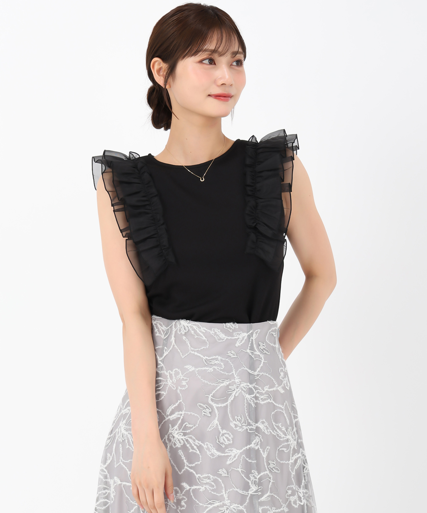 ミッシュマッシュ MISCH MASCH 2025秋冬新作 フリルスリーブカットトップス （GREY） ミッシュマッシュ MISCH MASCH 2025秋冬新作 フリルスリーブ