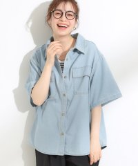 SHOO・LA・RUE Cutie Blonde/キューティーブロンド Cutie Blonde ケミカルウォッシュデニム ポケット5分袖シャツ/508342250