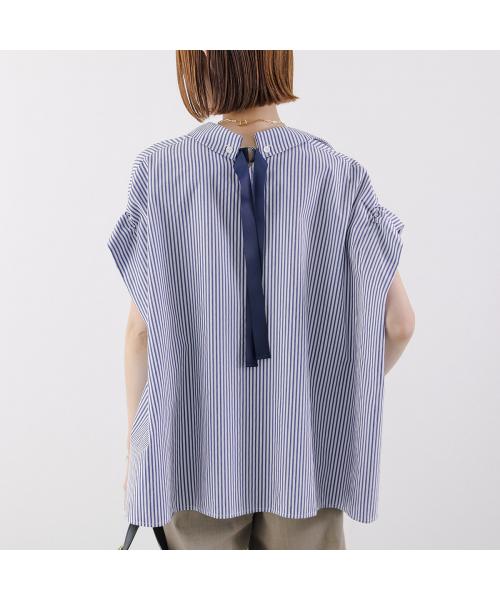 HERENCIA ヘレンチア ブラウス Back ribbon blouse H425134 レディース フレンチスリーブ バックリボン スキッパー ノースリーブ シャツ カラー4色 HERENCIA ヘレンチア ブラウス Back ribbon blouse H425134