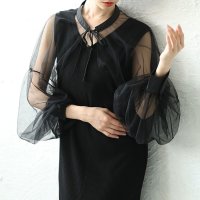 Sawa a la mode/サワアラモード Sawa a la mode エアリーな華やかさを纏うボリューム袖シフォンボレロ/508344128