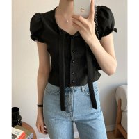 Lace Ladies/レースレディース Lace Ladies ボウタイ リボン パフスリーブ ショート ブラウス/508344879