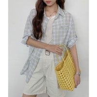 Lace Ladies/レースレディース Lace Ladies レギュラーカラー チェック柄 ポケット付き ロールアップ シャツ/508344886