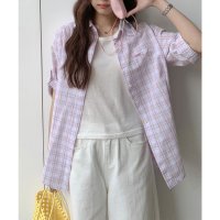 Lace Ladies/レースレディース Lace Ladies レギュラーカラー チェック柄 ポケット付き ロールアップ シャツ/508344886