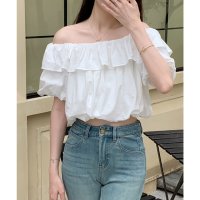 Lace Ladies/レースレディース Lace Ladies オフショルダー フリル クロップド丈 パフスリーブ ブラウス/508344887