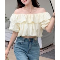 Lace Ladies/レースレディース Lace Ladies オフショルダー フリル クロップド丈 パフスリーブ ブラウス/508344887