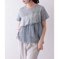 Lace Ladies/レースレディース Lace Ladies 異素材 タックフリル チュール ドッキング 半袖 Tシャツ/508344892